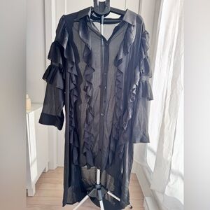 SHEIN Elegant Black Ruffled Sheer dress